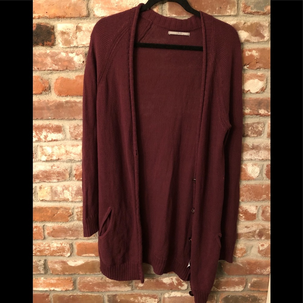 Long maroon cardigan